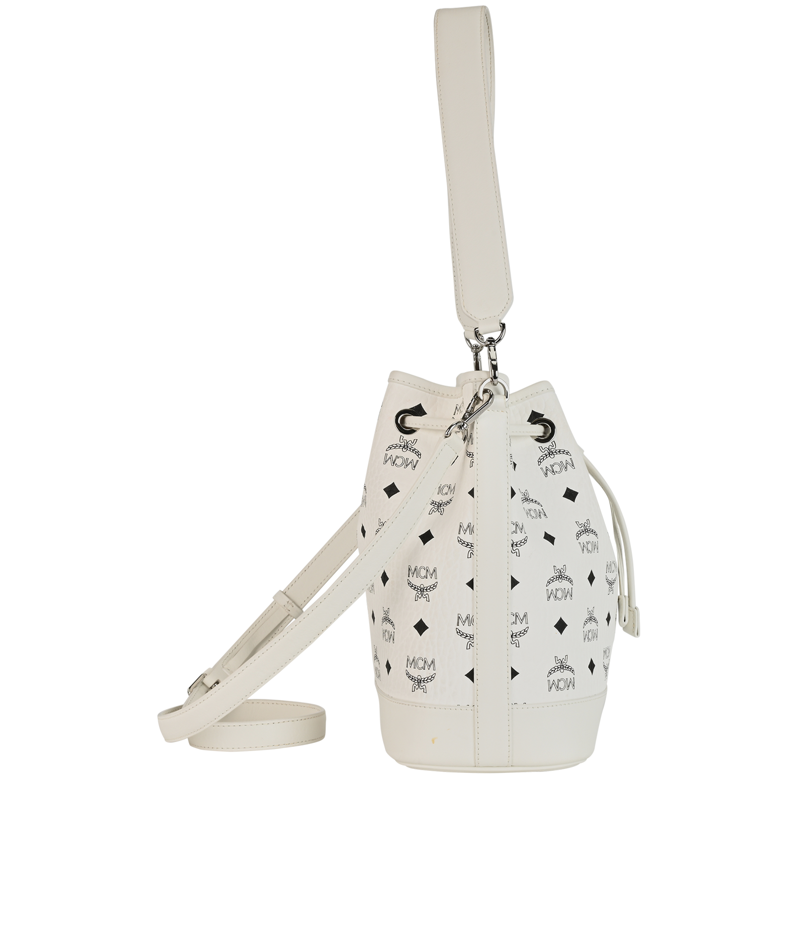 Dessau Bucket Bag, &pound;250, Handbags, Black/White, Leather, Side view